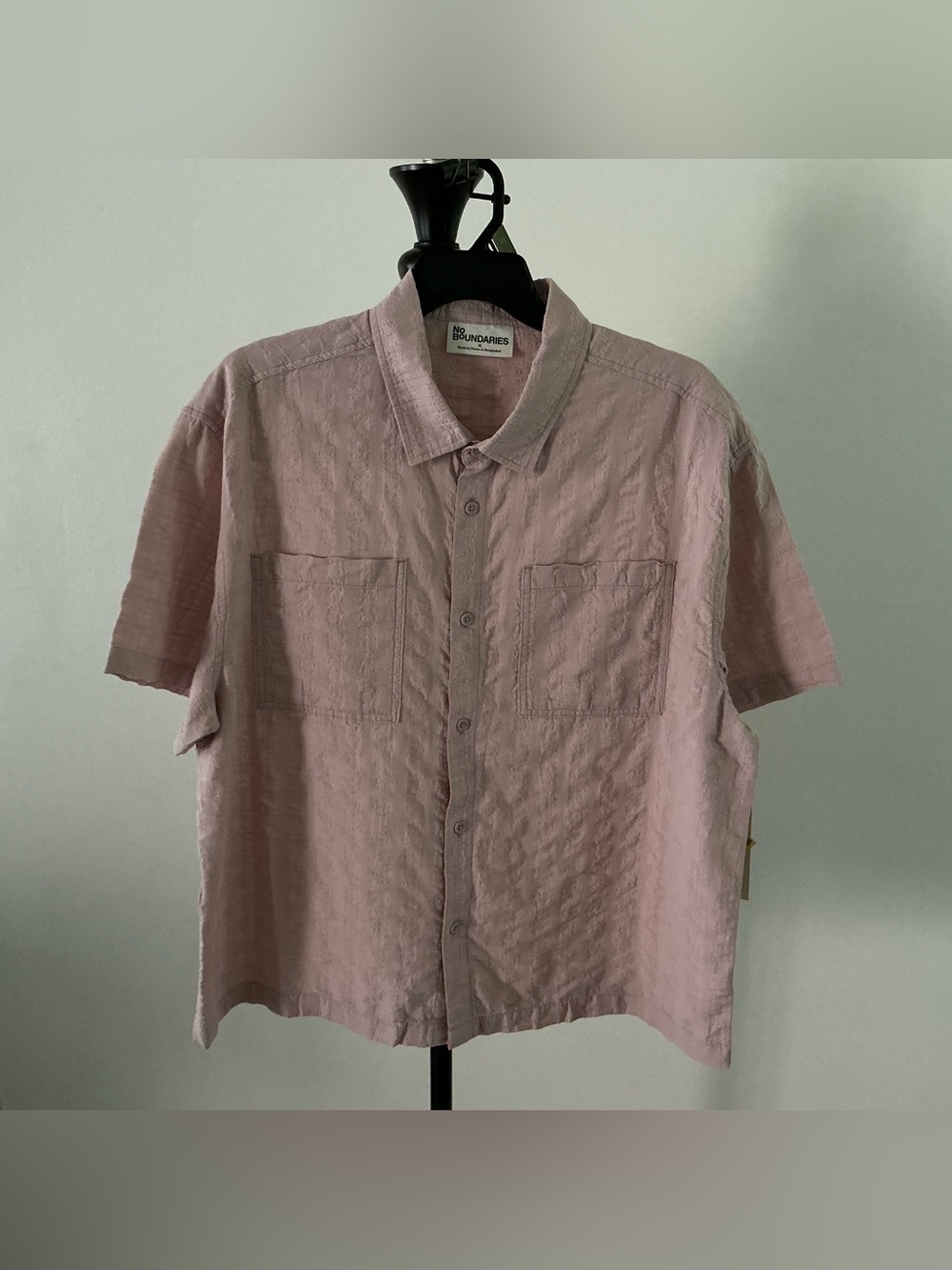 No Boundaries Men’s XL Dusty Rose Textured Grid Button-Down Shirt NWT